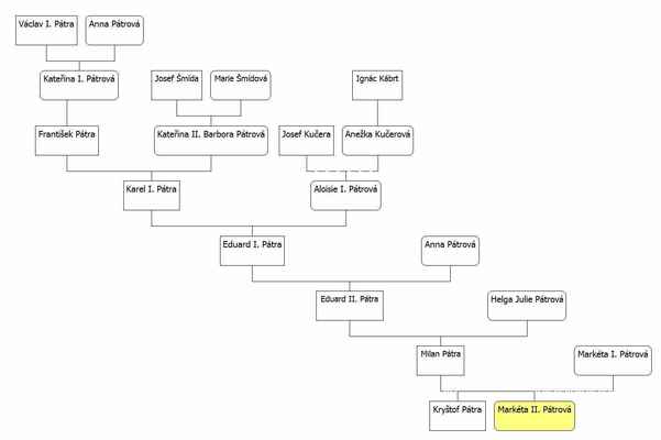 Strom příbuzenstva podle Markéty II. Pátrové