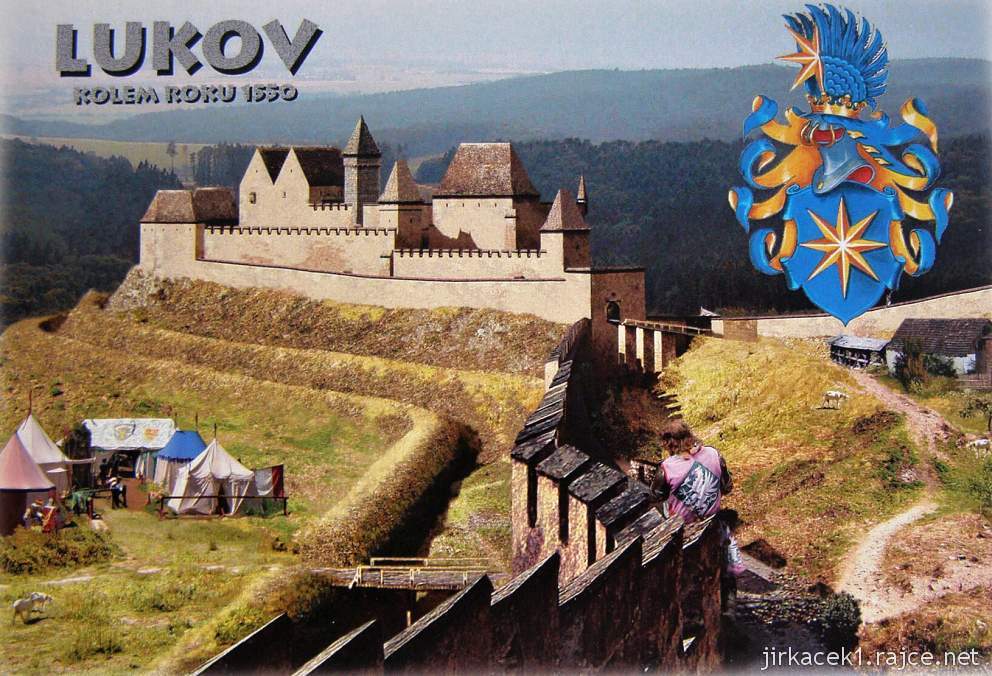 Hrad Lukov - podoba hradu v roce 1550 a erb Šternberků