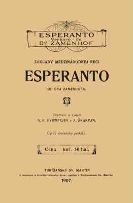 První učebnice esperanta ve slovenštině - La unua lernolibro de Esperanto en la slovaka lingvo