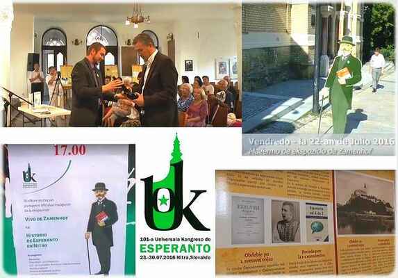 výstava věnovaná dr. Zamenhofovi a dějinám esperanta na Slovensku
- ekspozicio dediĉita al dr Zamenhof kaj al historio de Esperanto en Slovakio